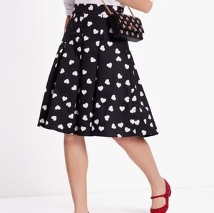 Kate Spade Scattered Hearts midi skirt iblack and French cream faille Fabric 6